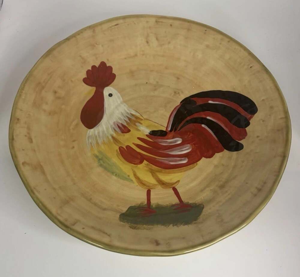 Wilco Imports Vibrant Rooster Ceramic Serving Dish 11” Diameter